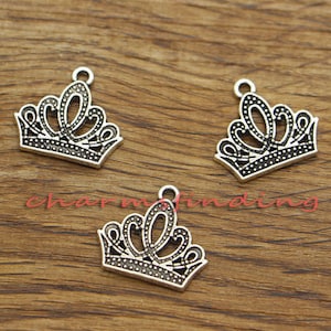 30pcs Crown Charms Princess Charms Antique Silver Tone 17x18mm cf1360