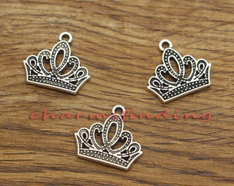 30pcs Crown Charms Princess Charms Antique Silver Tone 17x18mm cf1360