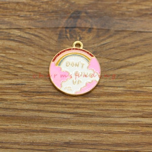 10pcs Enamel Do not Give Up Rainbow Charms Affirmation Word Charm Gold Plated Tone 22x25mm cf4645