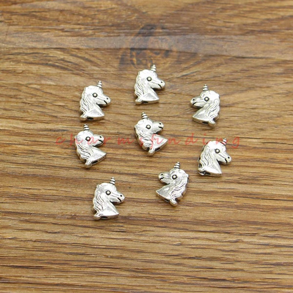 40pcs Unicorn Beads Spacers Loose Horse Pony Beads 1mm hole Antique Silver Tone 9x12mm cf4206