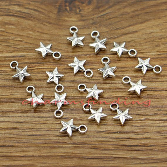 100pcs Small Star Charms Double Sided Charms Bulk Tiny Size Antique Bronze Tone 14x11mm cf2523