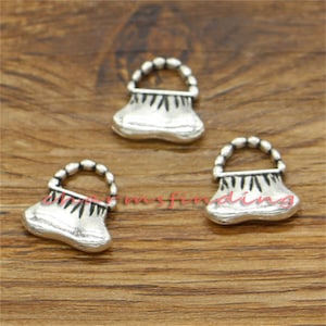 20 piezas de dijes para bolso, dijes para bolso, tono plata antigua, 14 x 14 mm, cf1928