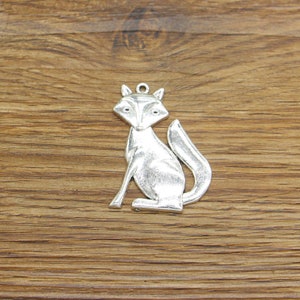 6pcs Fox Pendants Charms Animal Charm Antique Silver Tone 31x43mm cf4155