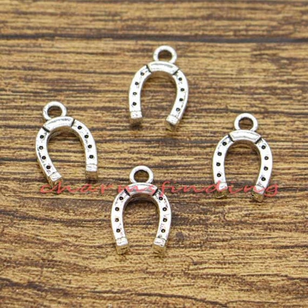 30pcs Horseshoe Charms Good Luck Charms Antique Silver Tone 9x14mm cf2830