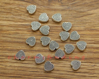 50pcs Mini Heart Charms Valentine Love Charms Double Sided Charms Antique Silver Tone 7x7x3mm cf3556