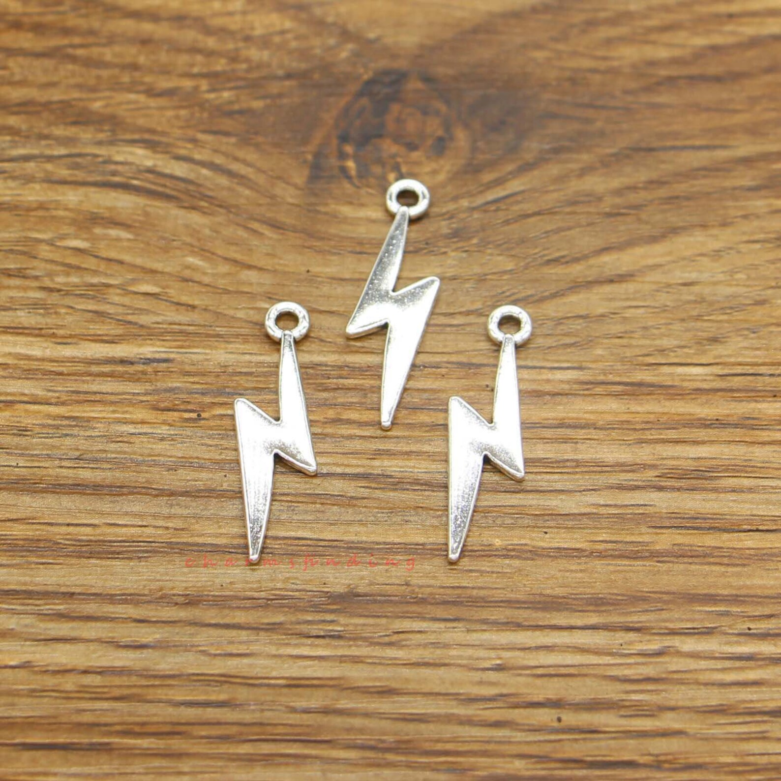 50pcs Lightning Bolt Charms Double Sided Charms Antique Silver Etsy