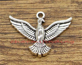 10pcs Large Bird Charms Dove Charms Antique Silver Tone 37x28mm cf2023