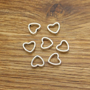 50 Stück Herz Herzen Perlen Spacer Antik Silber Ton 12x11x3mm 1mm Loch cf3886
