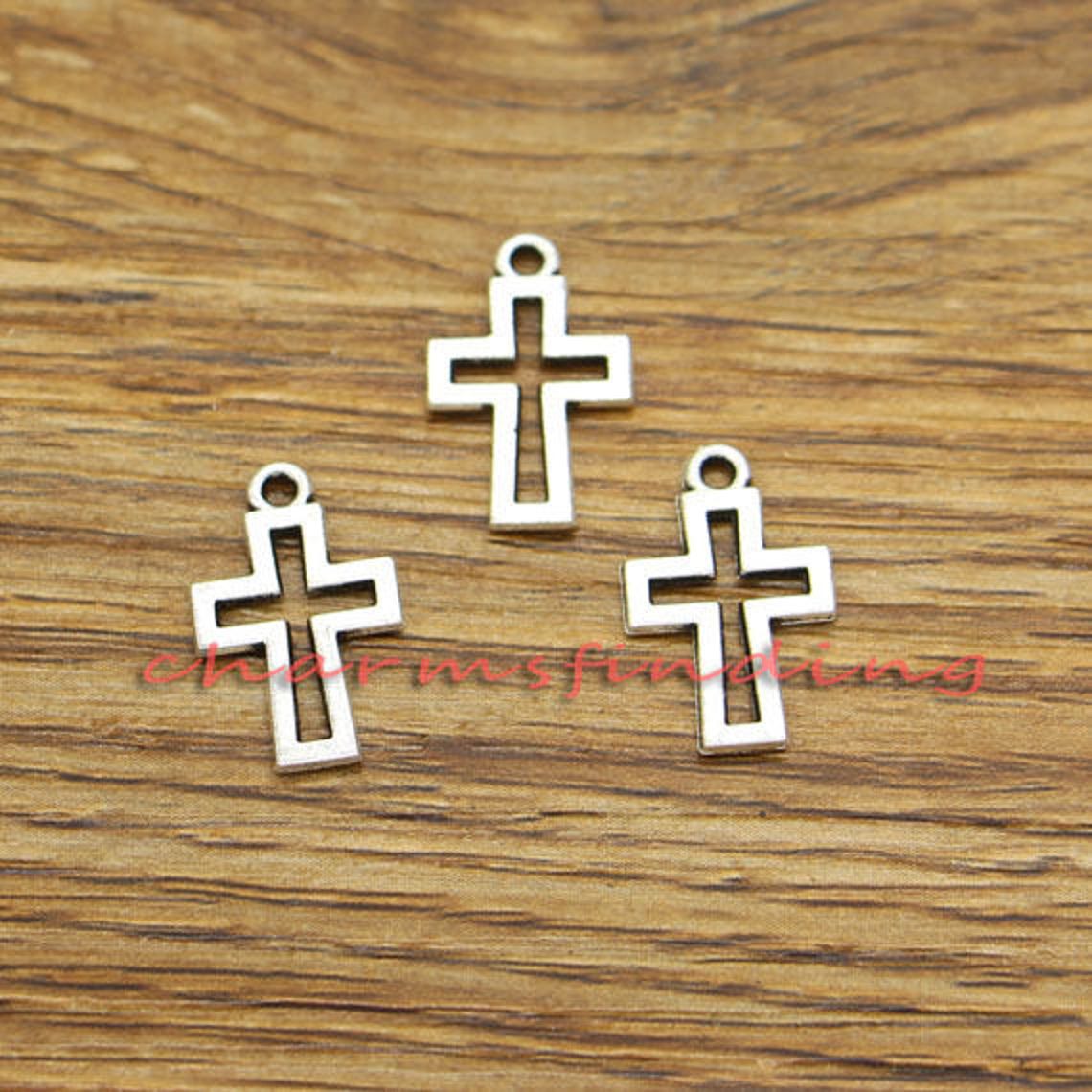 50pcs Small Cross Charms Religious Bulk Charms Antique Silver Etsy