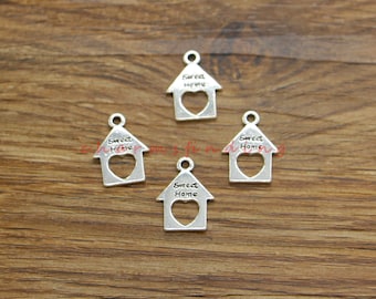 40pcs Sweet House Charm Bulk Flat House Building Charms Antique Silver Tone 12x17mm cf4334