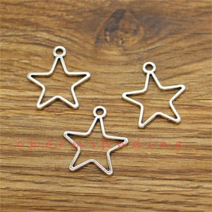30pcs Star Charms Double Sided Charms Antique Silver Tone 21x23mm cf3464