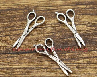 50pcs Scissor Charms Sewing Charms Antique Silver Tone 26x10mm cf2920