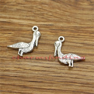 20pcs Pelican Charms Bird Charms Antique Silver Tone 20x22mm cf3284