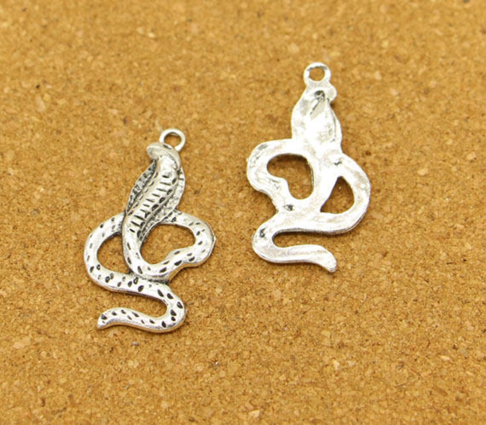 15pcs Snake Charms Boa or Cobra Charm Antique Silver Tone Etsy