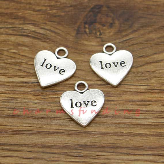 20pcs Heart Love Charms Heart Charms Valentines Day Charms Antique Silver Tone 16x19mm cf3732