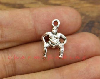 新品タグ付【SHOUIA/ショウイア】 SPORTS CHARM 15pcs Sumo Wrestler Charms Sports Charms Antique Silver Tone