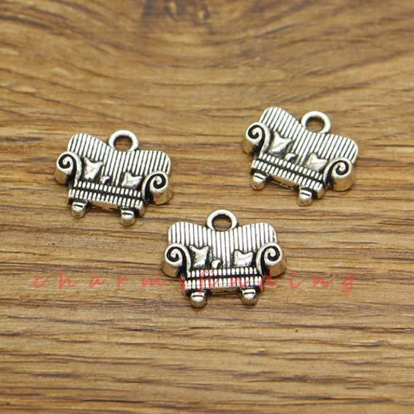 25pcs Sofa Charms Couch Charm Antique Silver Tone 17x15mm cf3840