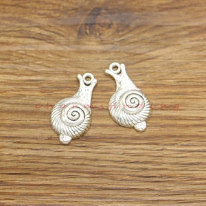 15pcs Conch Charms Sea Snail Charms Antique Silver Tone 17x32mm cf4117