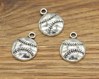 20pcs Baseball Charms Ball Charms Sports Charms 2 Sided Antique Silver Tone 18x14mm cf1618