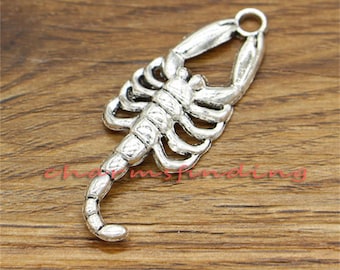 May include: Silver-toned scorpion charm with a detailed design. The charm has a loop at the top for attaching to a necklace or bracelet.