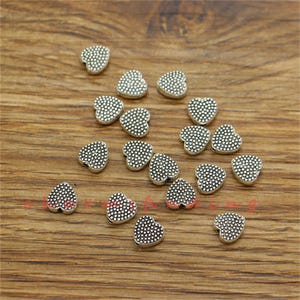 50pcs Mini Heart Charms Valentine Love Charms Double Sided Charms Antique Silver Tone 7x7x3mm cf3556