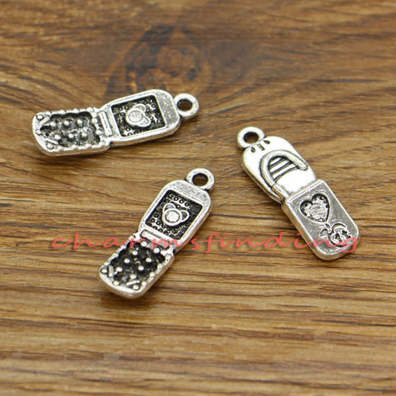 20pcs Cell Phone Charms Antique Silver Tone 27x9mm Cf1924 Etsy