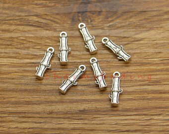 35 Stück Bambusstock Charms Anhänger Antik Silber Ton 6x17mm lf5117