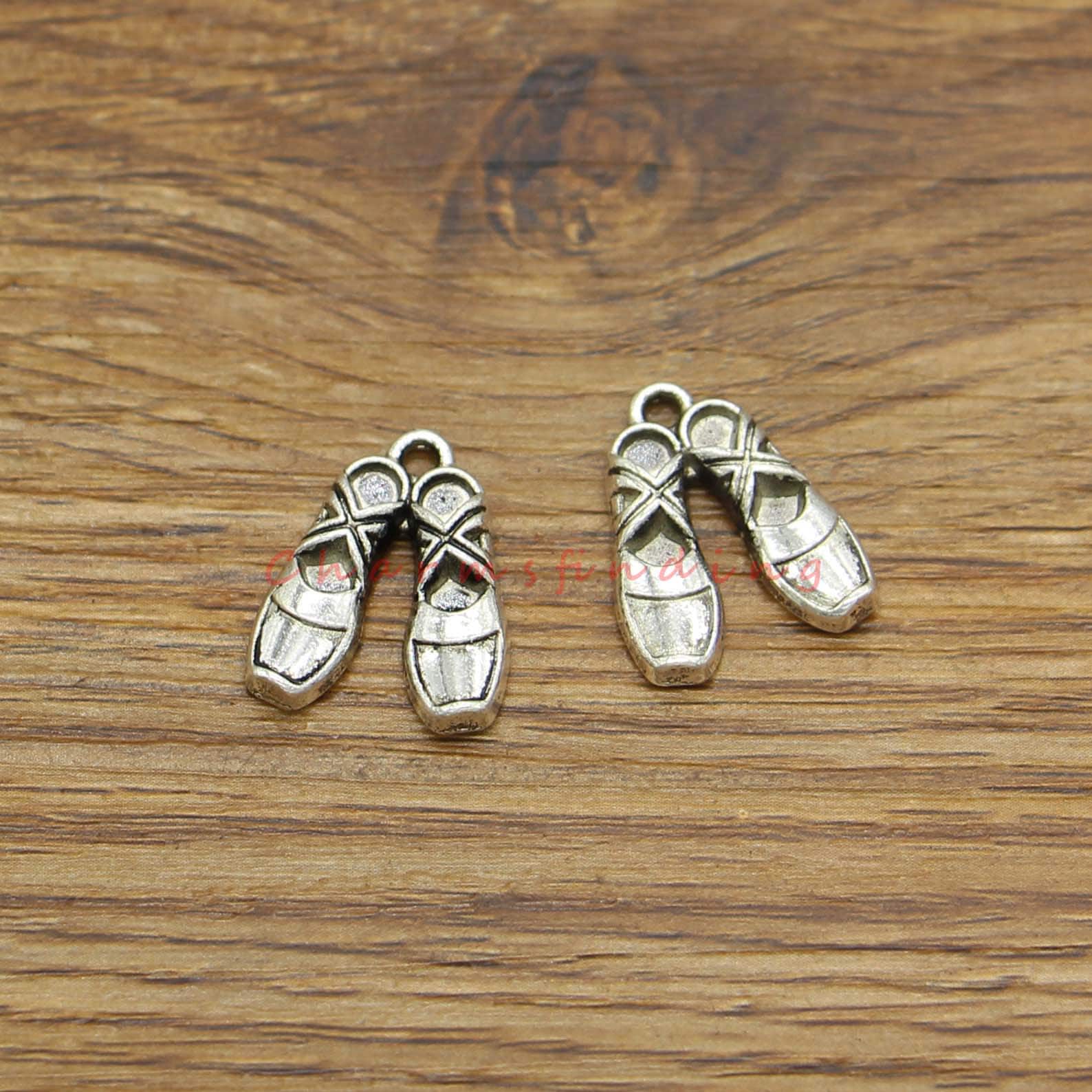 15pcs Ballet Slipper Charms Shoe Charms Antique Silver Tone Etsy