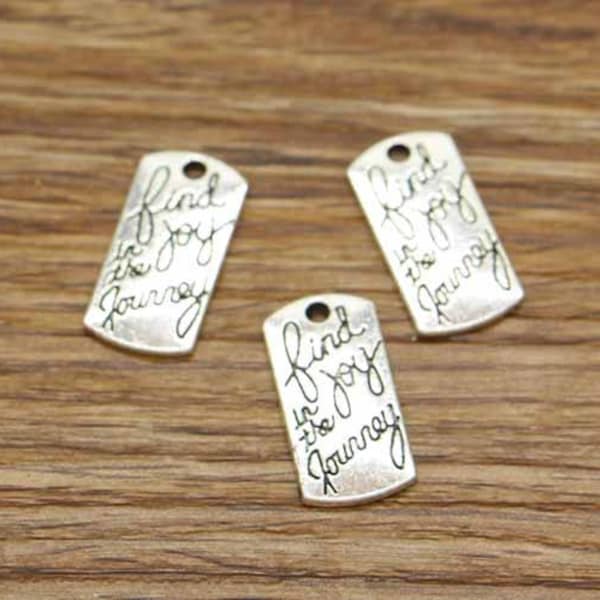 20pcs Find Joy in the Journey Charms Word Charms Antique Silver Tone 10x20mm cf2741