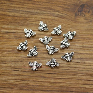 50pcs Bee Wasp insect Kralen Spacers Metalen Losse Kralen Antieke Zilveren Toon 9x13x3mm 1mm Gat Kralen cf3954