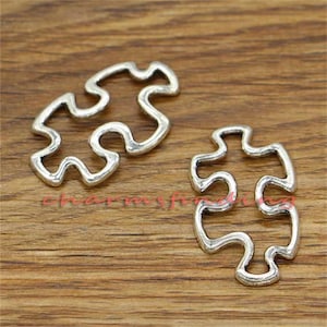 20pcs Puzzle Piece Charms Antique Silver Tone 30x18mm cf0249