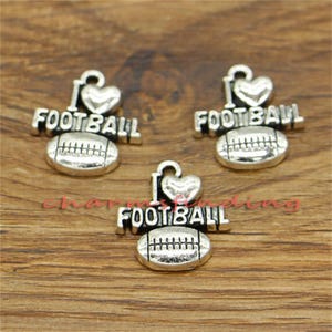 20pcs Football Charms I Love Heart Football Charm Antique Silver Tone 20x19mm cf0442