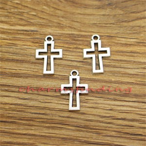 50 Stück Kleine Kreuz Charms Religiöse Schüttgut Charms Antik Silber Ton 11x17mm lf3361