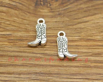 20 Stück Cowboy Boot Charms Schuh Charms Antik Silber Ton 11x18mm cf3808