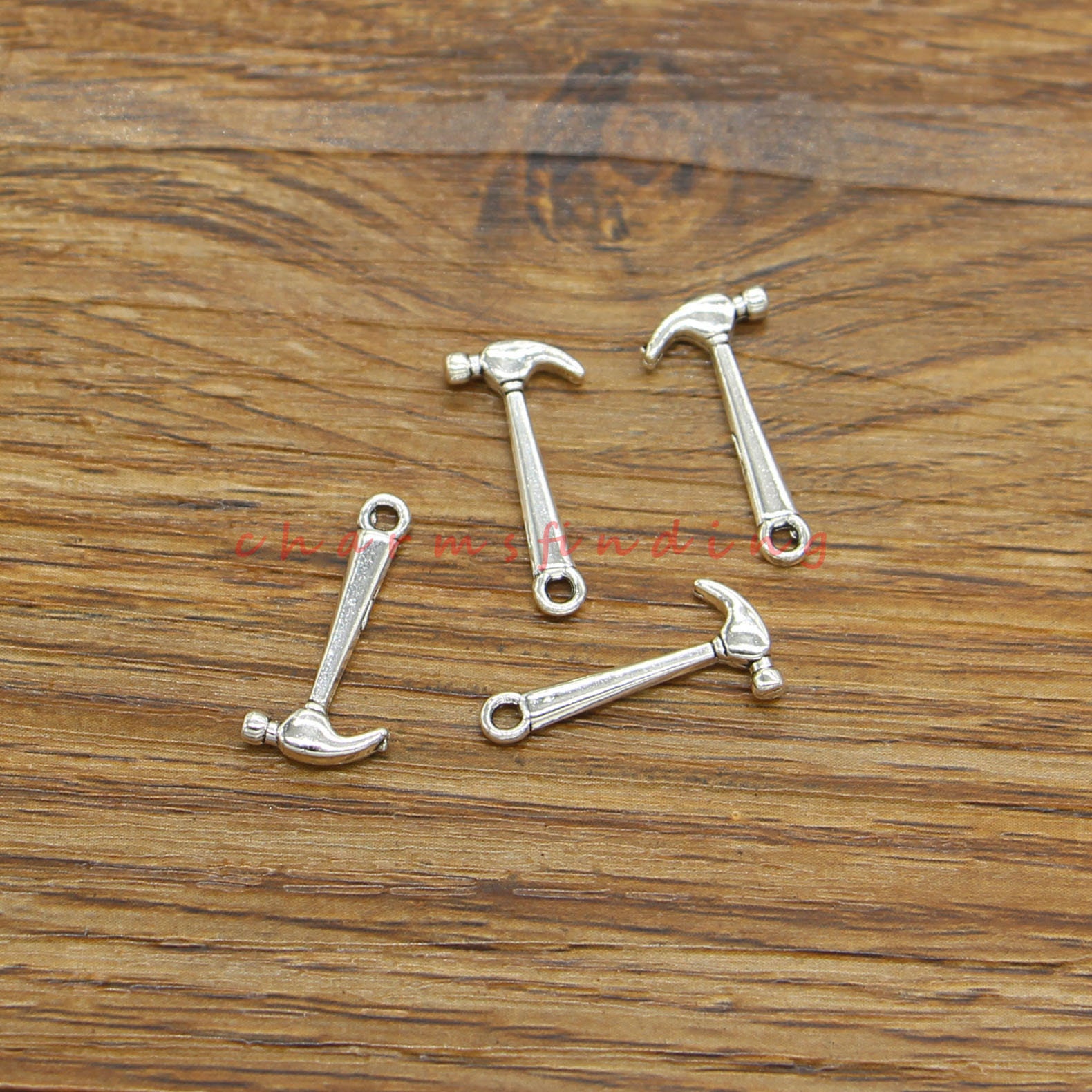 20pcs Hammer Charms Double Sided Tool Charms Antique Silver Tone 30x16mm cf0268 20pcs Hammer Charms Double Sided Tool Charms Antique Silver Tone 30x16mm cf0268