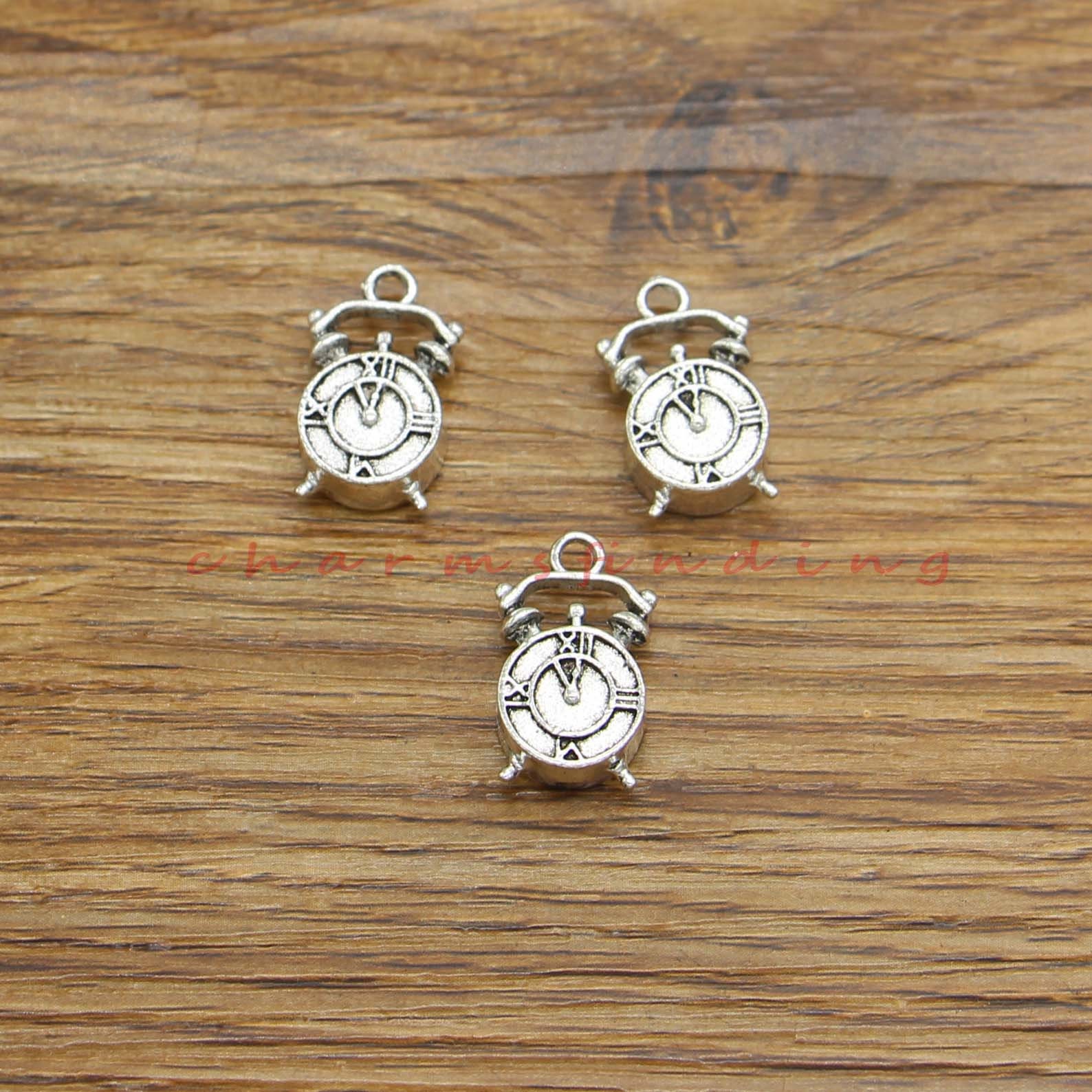 15pcs Alarm Clock Charms Time Charms Antique Silver Tone Etsy