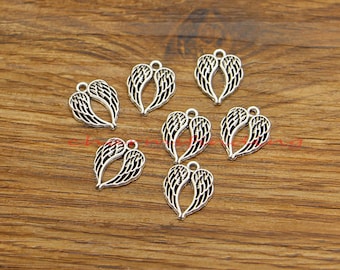 70pcs Bulk Angel Wings Charms Pendants Wings Jewelry Making Diy Antique Silver Tone 12x15mm cf5214