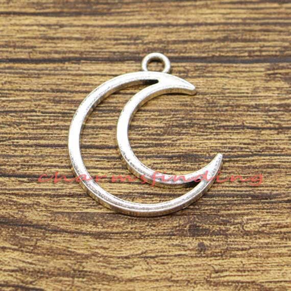 15pcs Large Moon Charms Crescent Quarter Moon Charms Antique