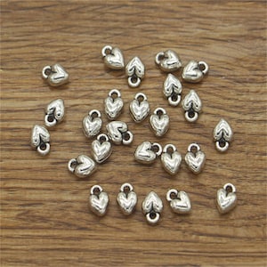 100pcs Mini Heart Charms Love Charms Antique Silver Tone 6x8mm cf1762