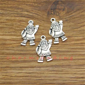 25pcs Santa Charms Christmas Holiday Charm Antique Silver Tone 13x24mm cf3824