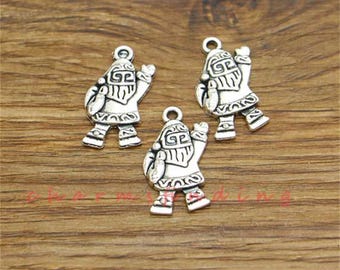 25pcs Santa Charms Christmas Holiday Charm Antique Silver Tone 13x24mm cf3824