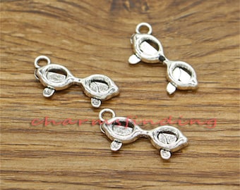 30pcs Eyeglasses Charms Spectacles Charm Glasses Charm Antique Silver Tone 12x23mm cf3224