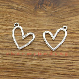 20pcs Heart Charm Valentines Wedding Charms Antique Silver Tone 23x26mm cf3509