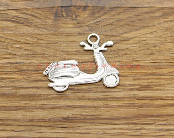 15pcs Motor Scooter Charm Transport Charms Antique Silver Tone 31x25mm cf4845