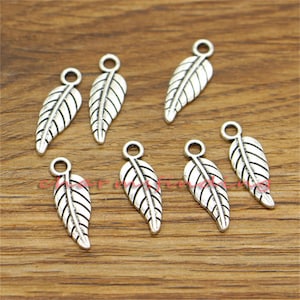 100 Stück Blatt Charms Schütten Tiny Blatt Charme Antik Silber Ton 19 x 6 mm sf0769