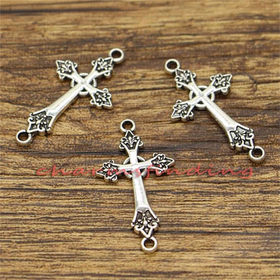 30pcs Cross Connectors Charms Religious Charms Antique Silver Tone 16x31mm cf2928