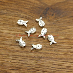 50pcs fish Beads Animal Beads with 1mm hole approx Bulk Loose Metal Beads Antique Silver Tone Beads 11x8x3mm cf4828