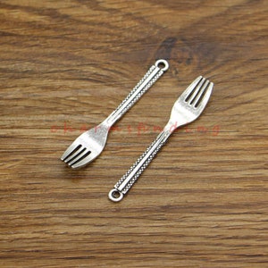 12 stks Vork Hangers Charms Bestek Charm Antiek Zilver Tone 9x49mm cf4194