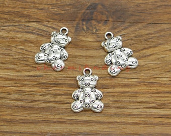 25pcs Bear Charms Animal Charms Antique Silver Tone 14x20mm cf4673
