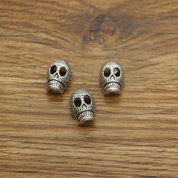 20pcs Skull Beads Spacers Charms Halloween Charms Antique Silver